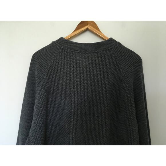 VTG LL Bean Knit Fisherman Henley Sweater Mens Sz L Gray BA50 Cotton Made In USA - Picture 7 of 13